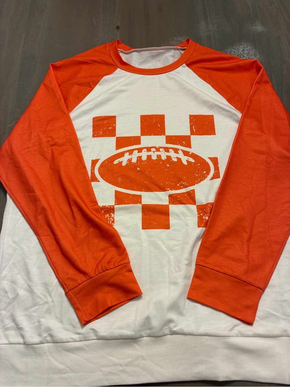 Women’s  Orange & White Football Raglan Long-Sleeve Shirt XL